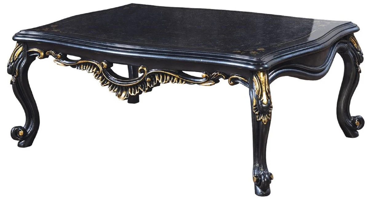 Casa Padrino mesa de centro barroco de lujo azul / oro - Mesa de sal¨®n de estilo barroco hecha a mano - Muebles de sal¨®n de estilo barroco - Muebles barrocos - Muebles de lujo en estilo barroco