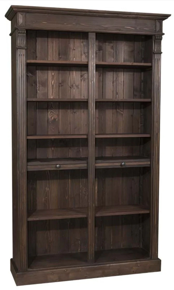 Casa Padrino country house style bookcase dark brown 119 x 39 x H. 197 cm - Country House Style Living Room Shelf Cabinet