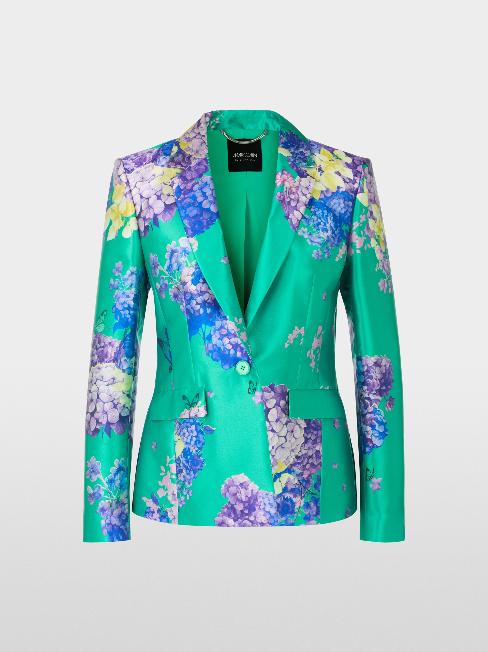 Marc-Cain Fitted satin blazer with print