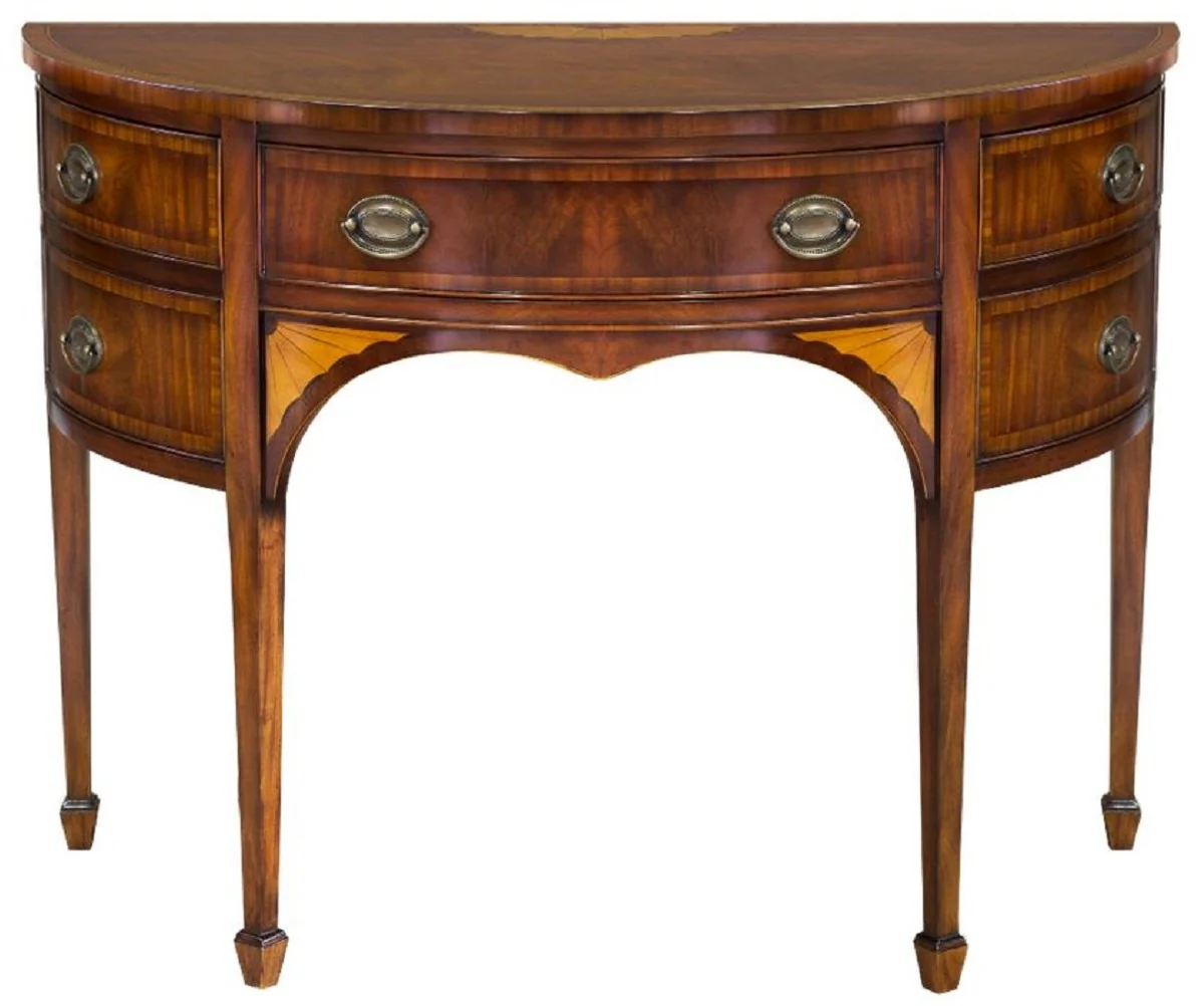 Casa Padrino cómoda Art Nouveau de lujo marrón oscuro / marrón claro 115 x 59 x A. 86 cm - Cómoda semicircular de caoba con cajón y 2 puertas - Muebles Art Nouveau