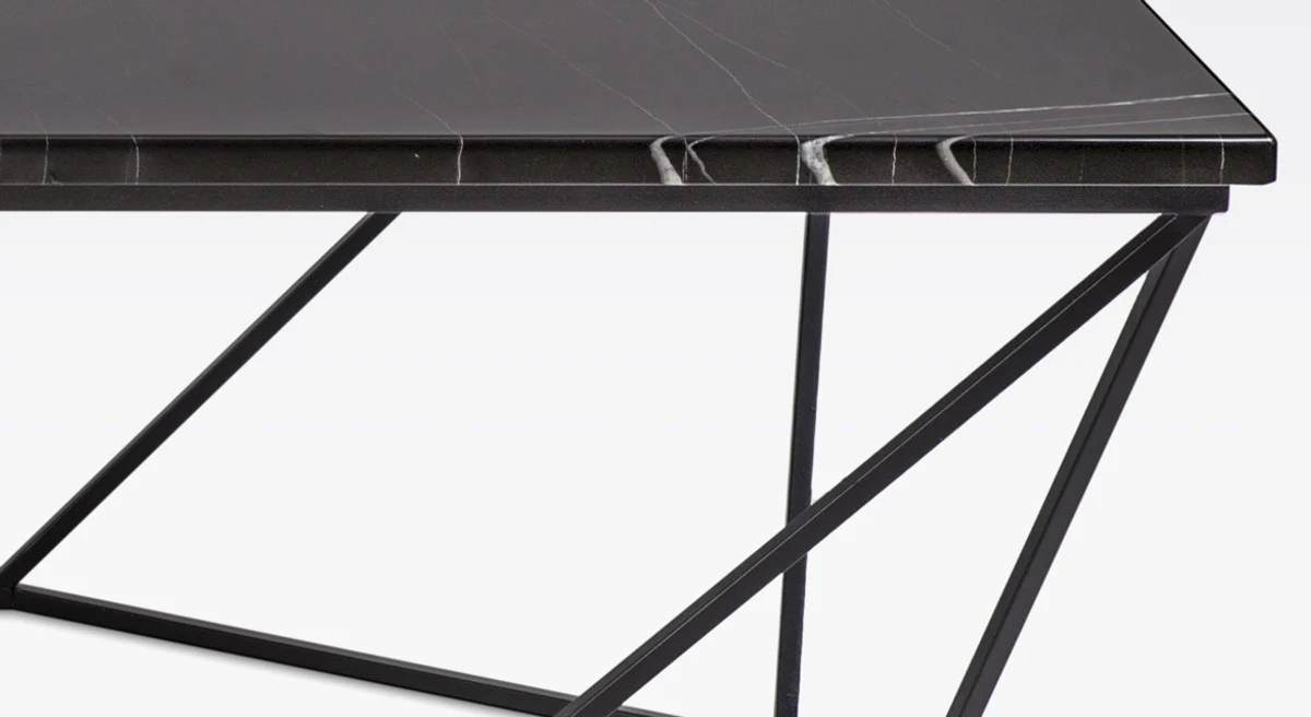 Casa Padrino mesa de centro de lujo negro / negro 130 x 70 x A. 40 cm - Mesa de sal¨®n rectangular con encimera de m¨¢rmol y estructura de metal - Muebles de sala modernos