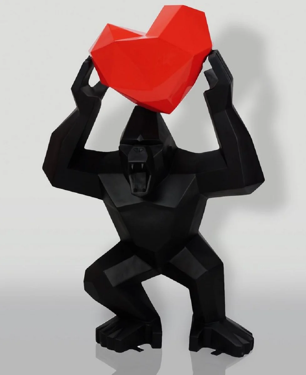 Casa Padrino escultura decorativa XXL gorila con coraz¨®n negro / rojo A. 146 cm