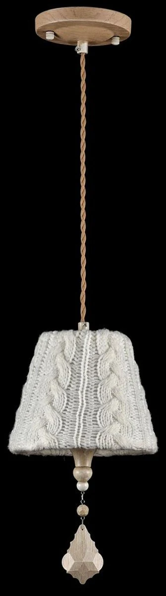 Casa Padrino Baroque Crystal Pendant Lamp / Pendant Light Beige Ø 18 x H. 35 cm - Baroque Style Furniture