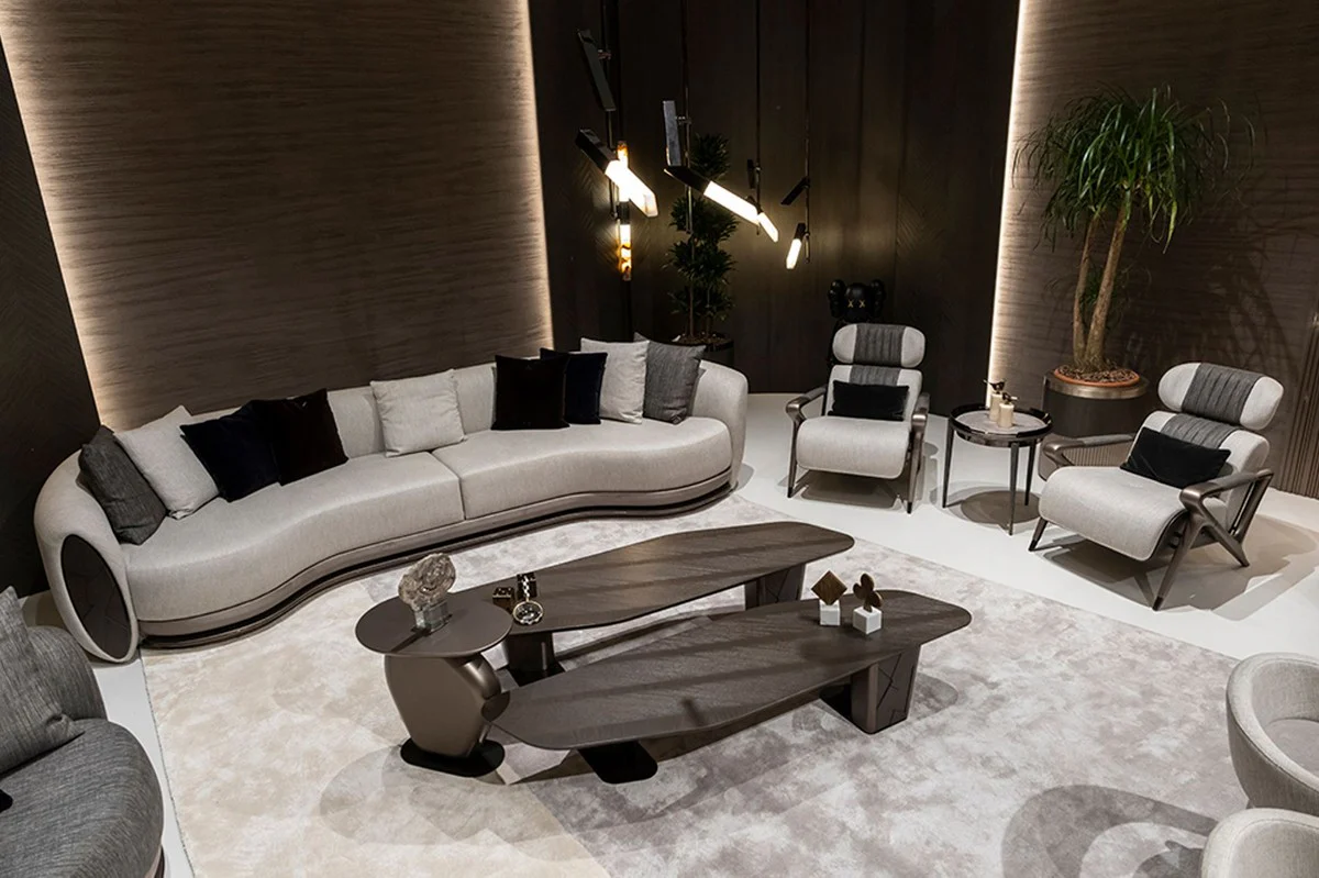 Casa Padrino mesa auxiliar de lujo de 3 patas gris / negro / bronce ? 53 x A. 55,16 cm - Mesa auxiliar de sal¨®n redonda - Mesa de hotel - Muebles de sal¨®n - Muebles de hotel - Calidad de lujo