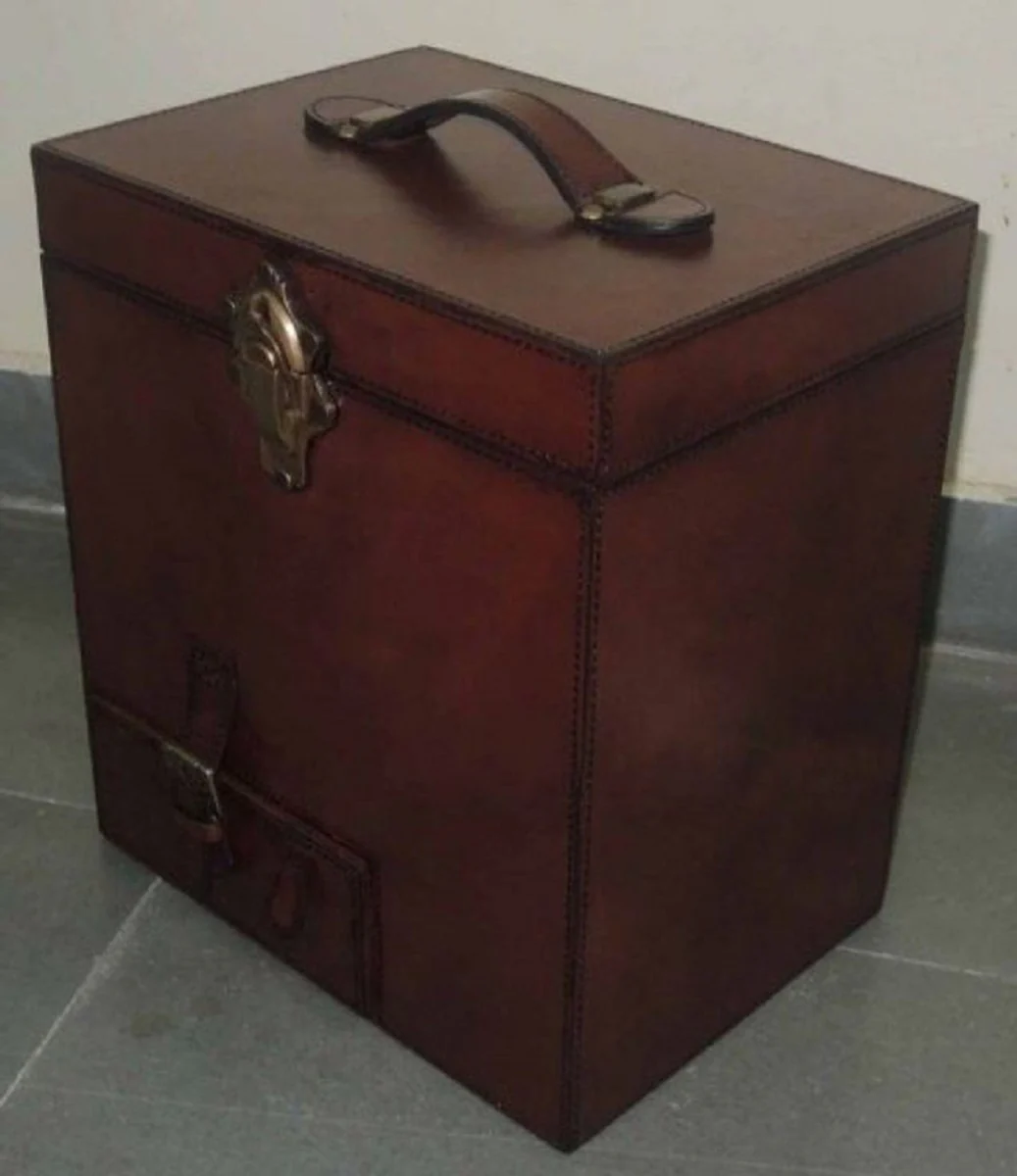 Casa Padrino minibar de lujo marr¨®n oscuro 32 x 23 x A. 36 cm - Mini bar de cuero aut¨¦ntico con accesorios - Accesorios de Lujo