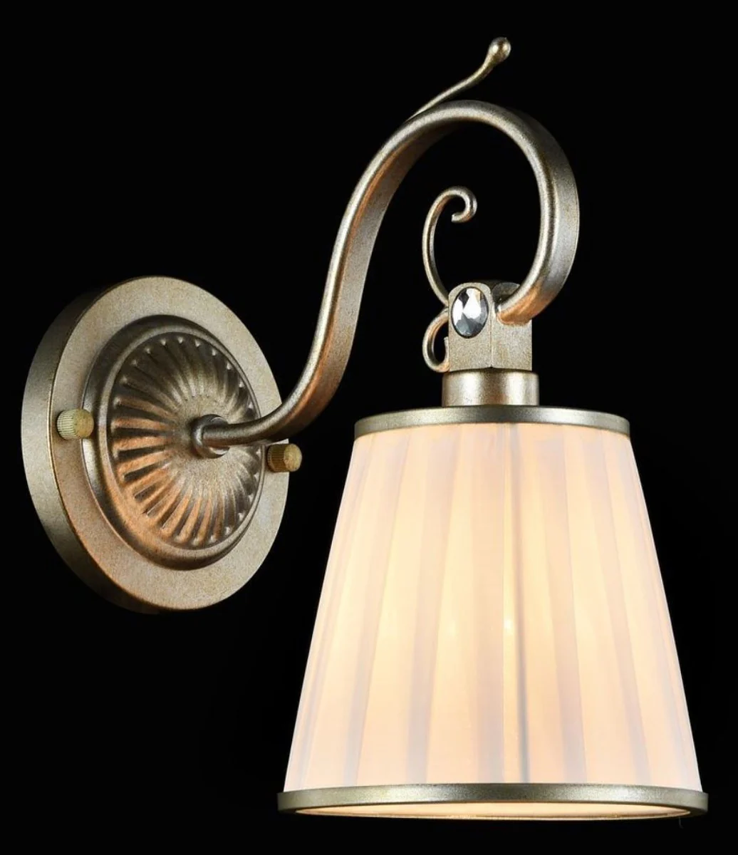 Casa Padrino Art Nouveau Wall Lamp Silver Gold / White 14 x 24 x H. 27 cm - Art Deco Furniture