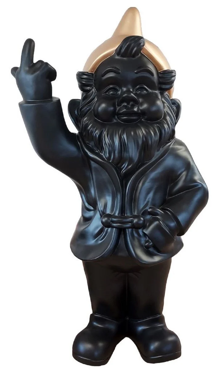 Casa Padrino escultura decorativa XXL de lujo enano de jard¨ªn negro / oro A. 170 cm - Escultura de jard¨ªn grande - Figura decorativa de jard¨ªn XXL de lujo