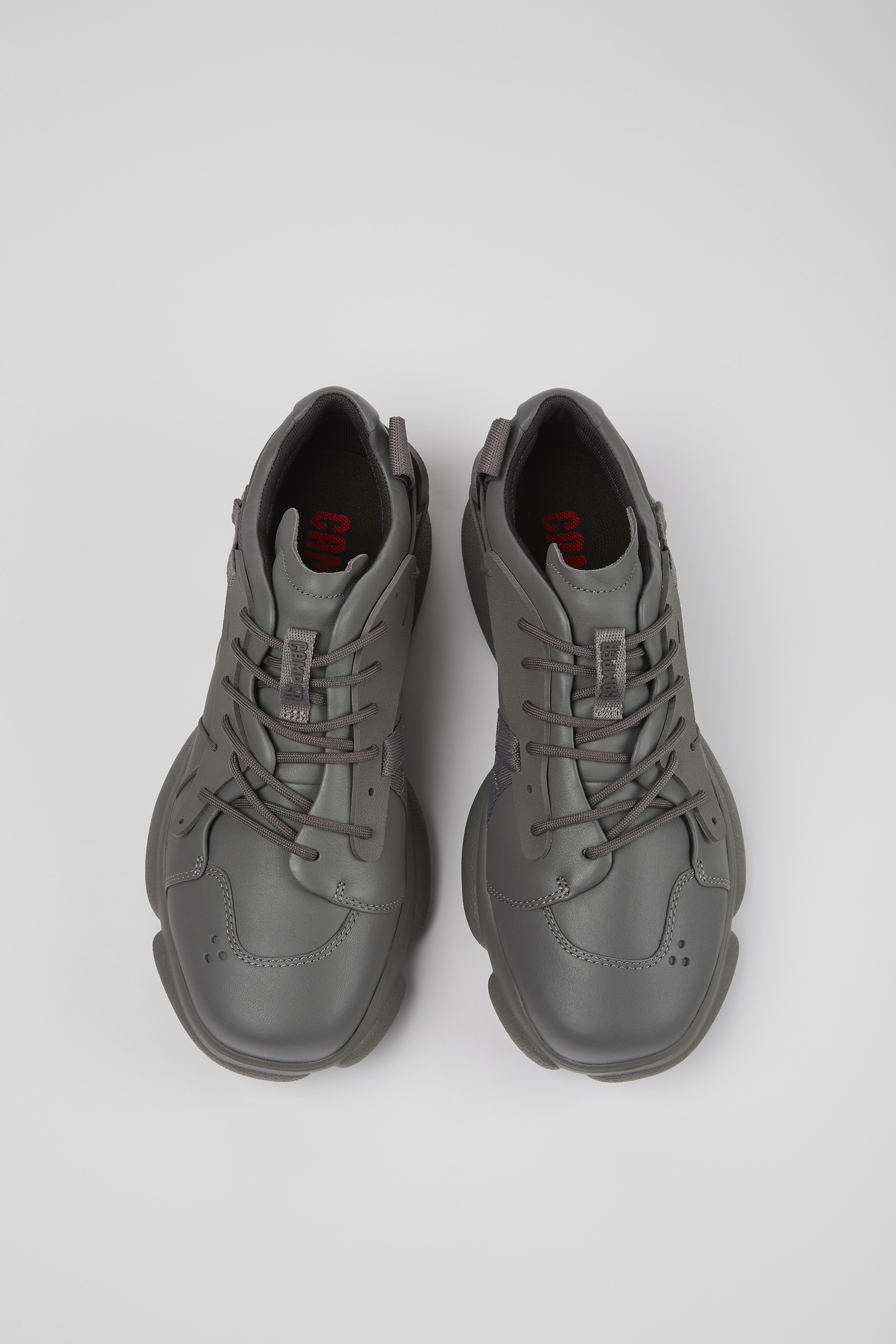 Karst - Gray leather and textile sneakers for men