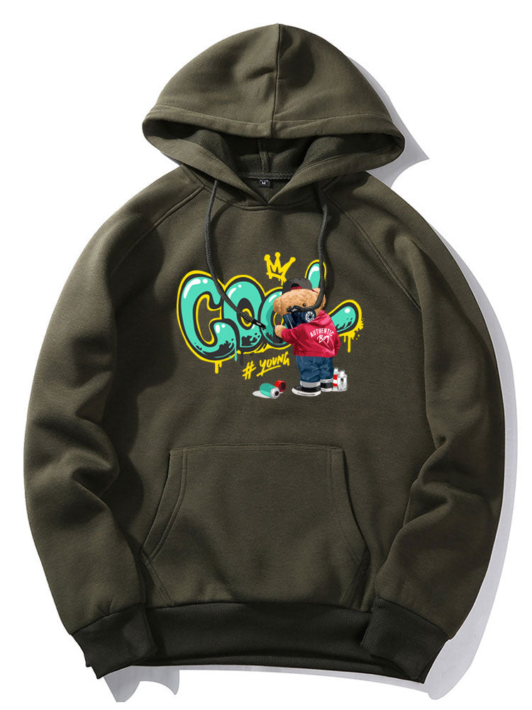 Graffiti Bear Print Hoodie