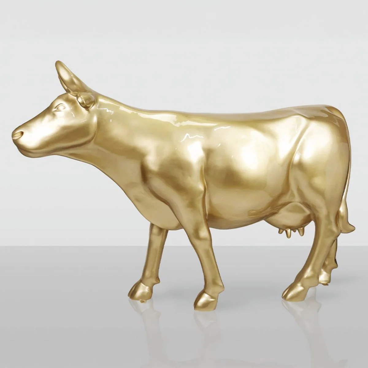 Casa Padrino escultura decorativa XXL de vaca oro 225 cm - Figura de jard¨ªn de tama?o natural
