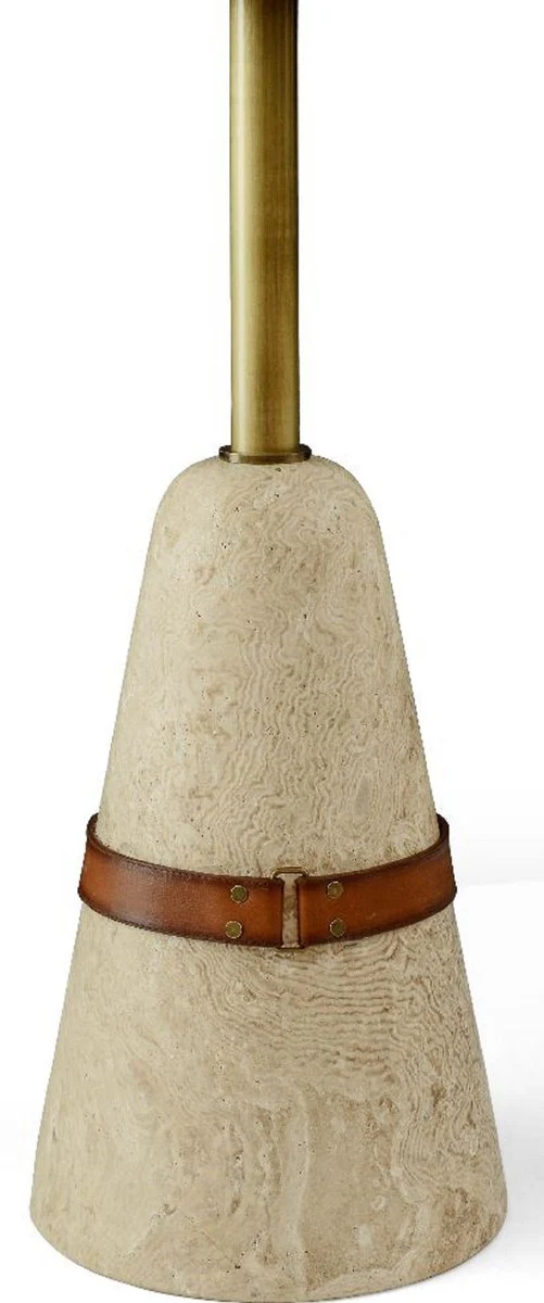 Casa Padrino mesa auxiliar de lujo marr¨®n / lat¨®n / beige ? 40 x A. 74,5 cm - Mesa redonda con base de m¨¢rmol - Muebles de sal¨®n - Muebles de lujo