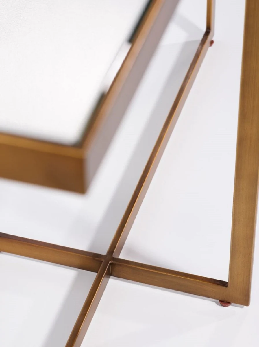 Casa Padrino Consola de Lujo Bronce 120 x 40 x A. 77 cm - Mesa Consola Rectangular de Metal con Vidrio Espejo - Muebles de Sal¨®n