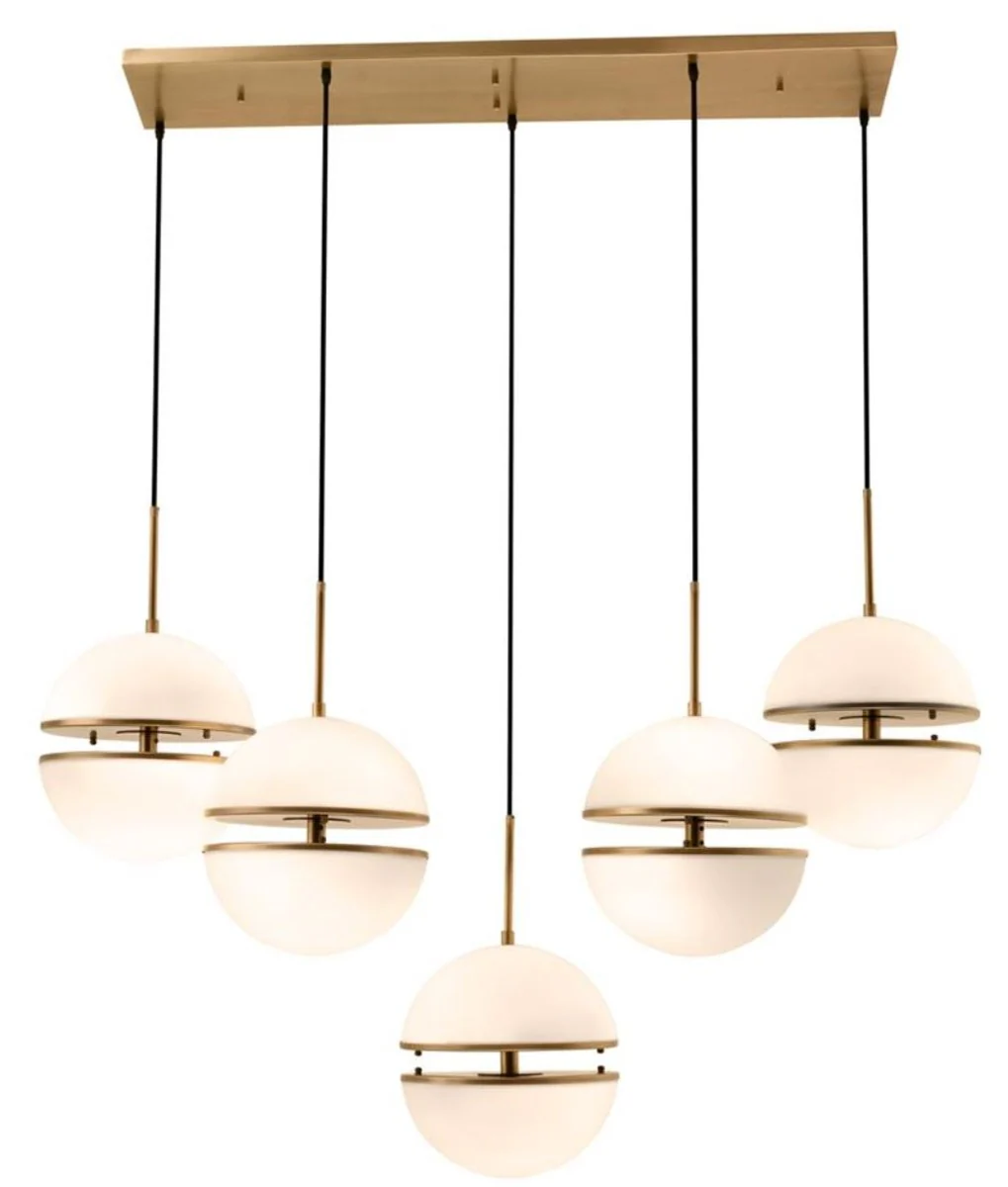 Casa Padrino lámpara colgante latón antiguo / blanco 130 x 50 x H. 190 cm - Lámpara Colgante de Lujo