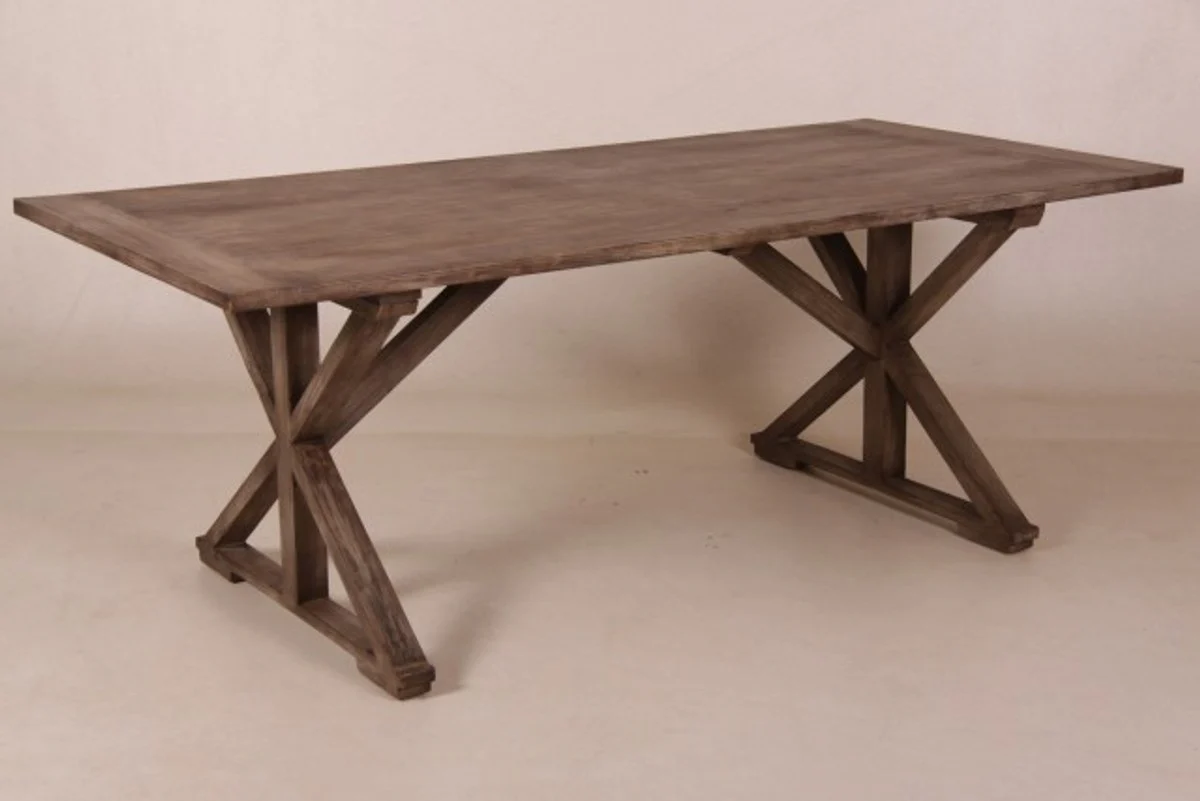 Casa Padrino Vintage teak dining table Rustic Grey 210 x 100 cm - country-style table teak