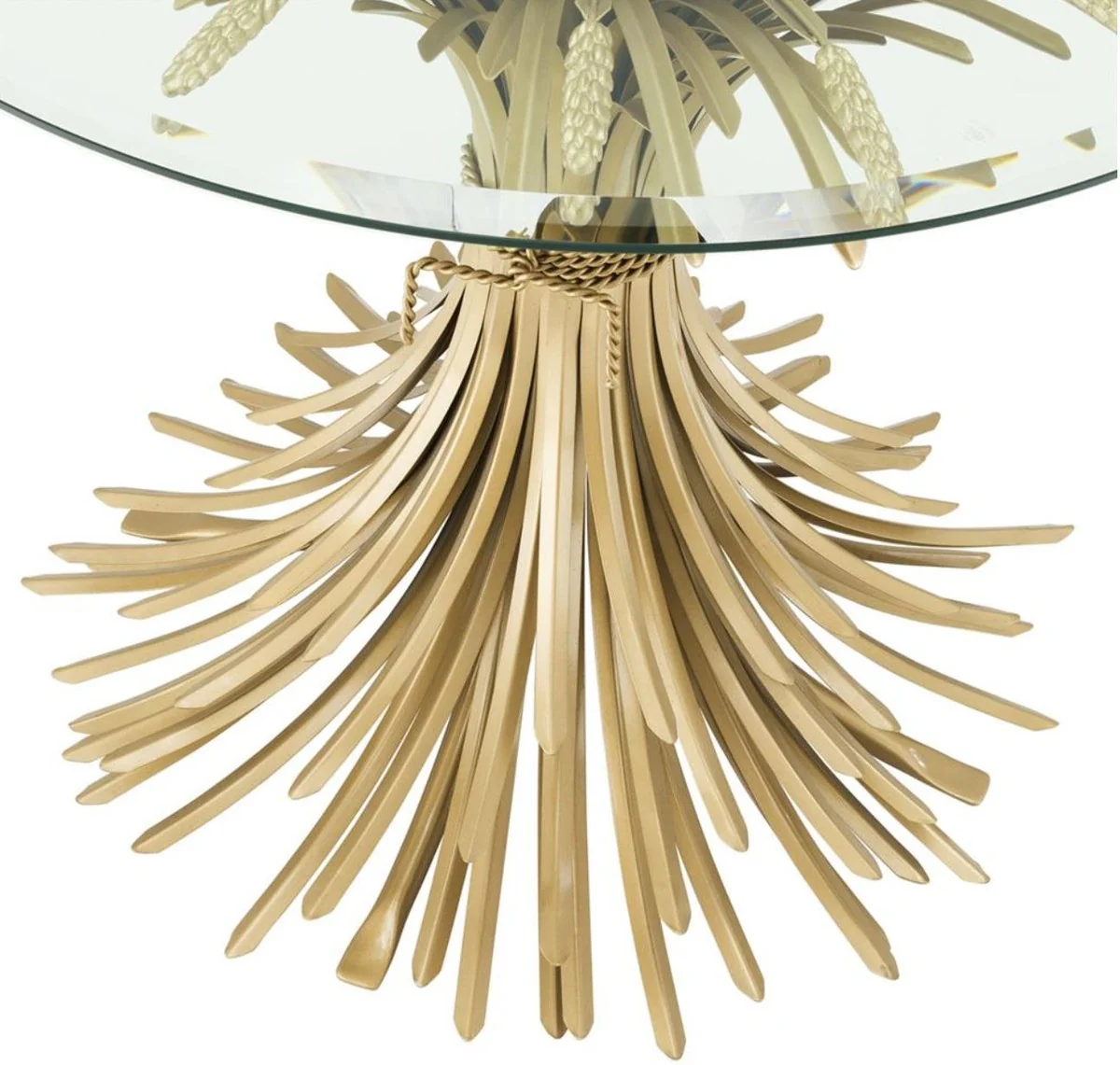 Casa Padrino mesa auxiliar de lujo oro antiguo ? 90 x H. 70 cm - Mesa Auxiliar Redonda de Dise?o con Tablero de la Mesa Biselada