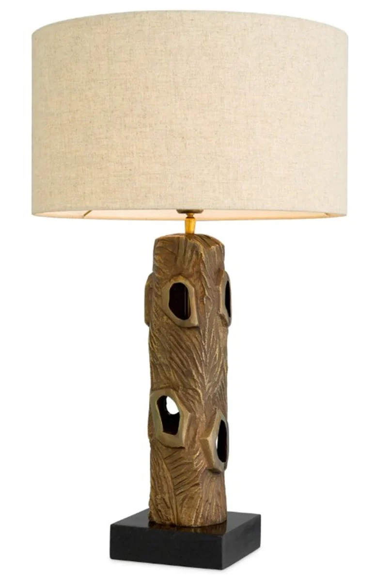 L¨¢mpara de mesa de lujo Casa Padrino acabado aspecto lat¨®n vintage / base de granito negro ? 45 cm x A. 74,5 cm