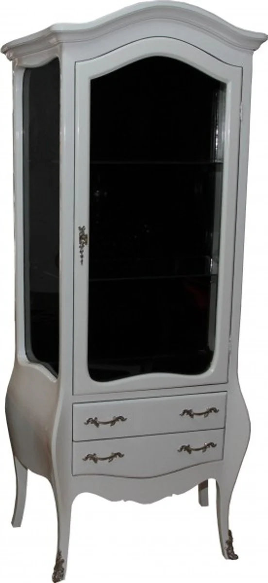 Casa Padrino Baroque cabinet in white / black with silver handles - Display case - cupboard