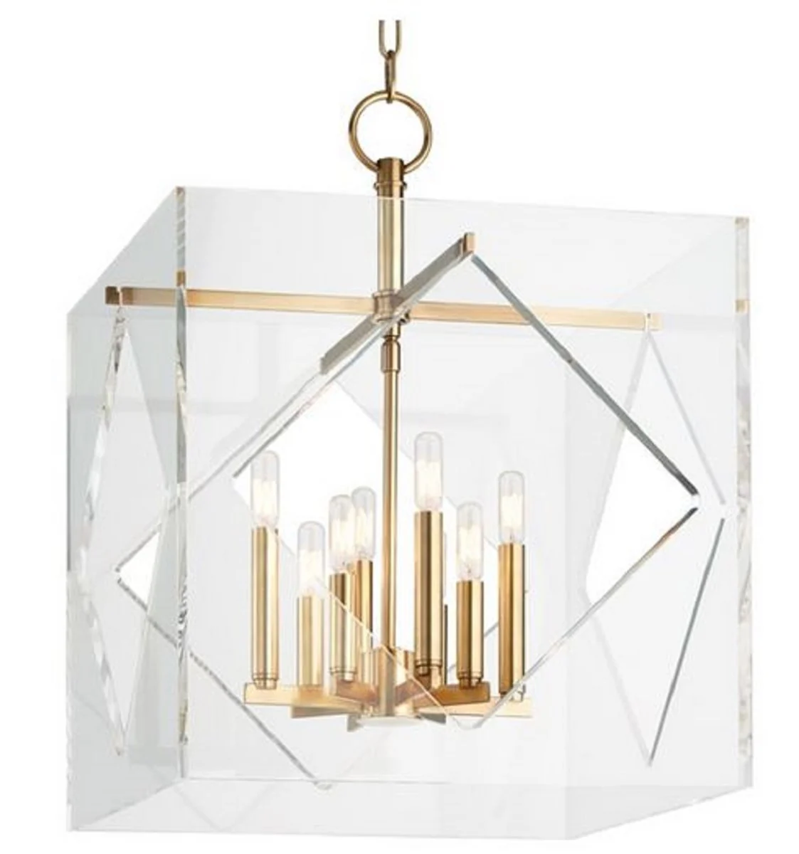 Casa Padrino lámpara colgante de lujo latón antiguo 50,8 x 50,8 x H. 67,3 cm - Lámpara Colgante en Forma de Cubo