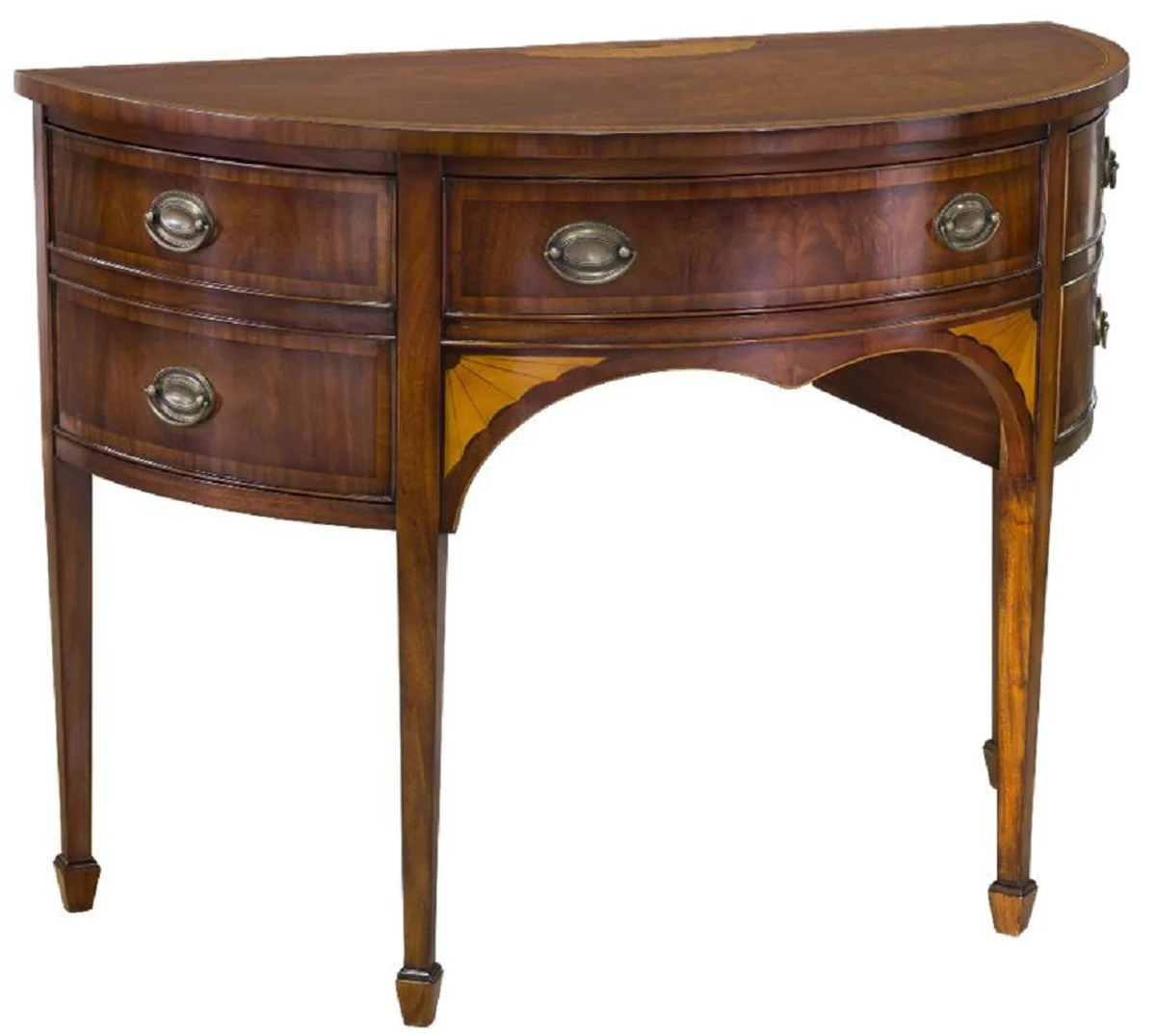 Casa Padrino cómoda Art Nouveau de lujo marrón oscuro / marrón claro 115 x 59 x A. 86 cm - Cómoda semicircular de caoba con cajón y 2 puertas - Muebles Art Nouveau