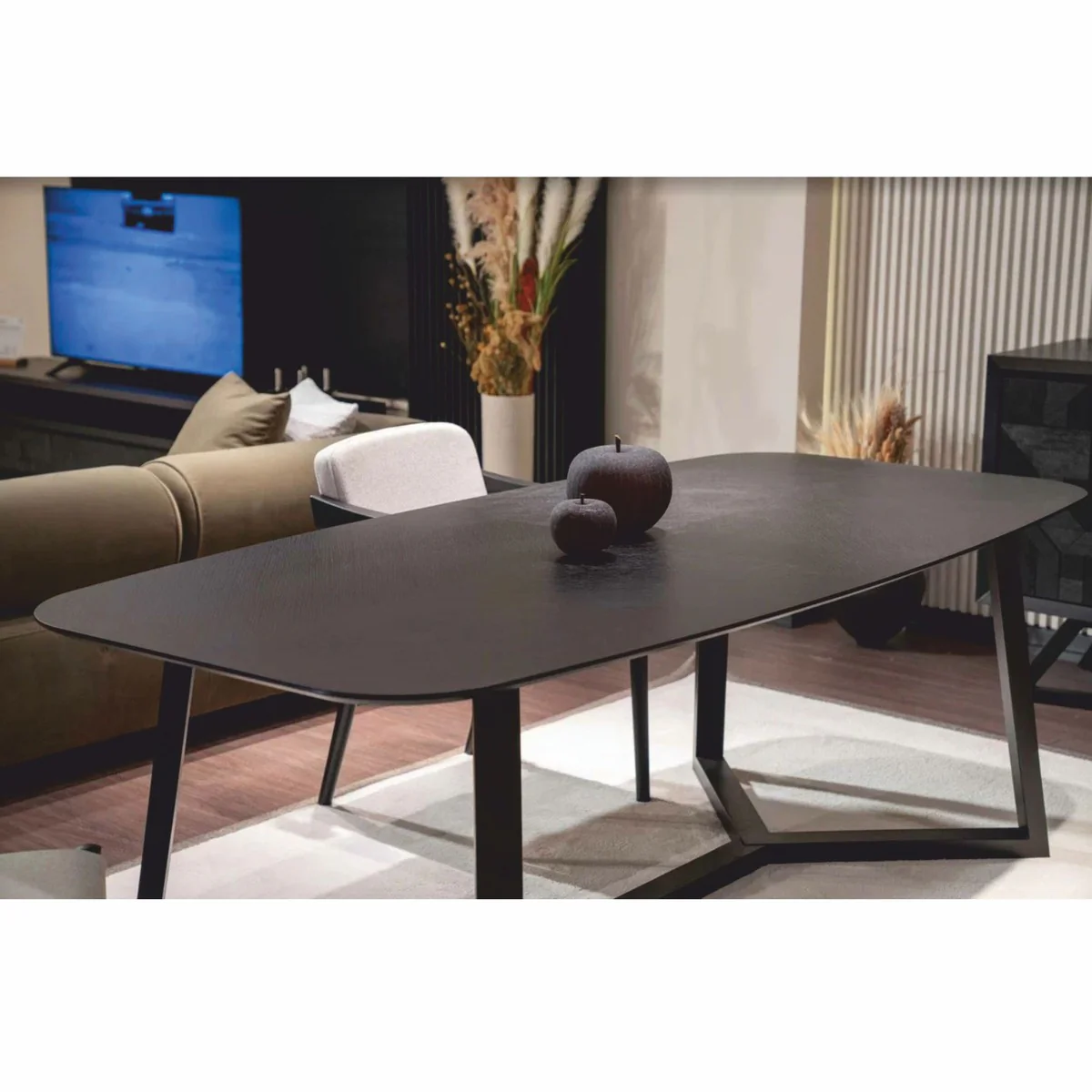 Casa Padrino mesa de comedor de lujo de madera maciza negro 220 cm - Muebles de comedor