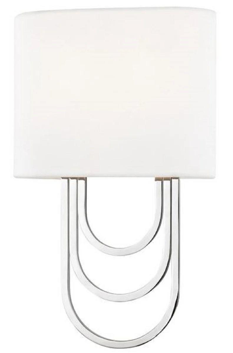 Casa Padrino lámpara de pared de lujo plata / blanco 20,3 x 9,5 x H. 34,3 cm - Lámpara de Pared de Diseño con Pantalla