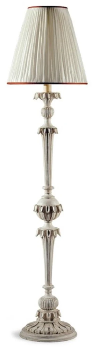 Casa Padrino lámpara de pie barroco de lujo gris antiguo / crema Ø 32 x A. 145,5 cm - Magnífica lámpara de pie de estilo barroco con pantalla redonda - Calidad de lujo - Hecho en Italia