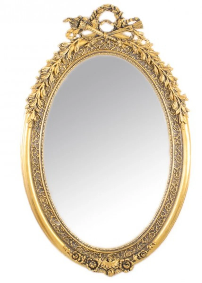 Casa Padrino luxury Baroque wall mirror Oval Gold 160 x 110 cm - solid and heavy - Golden Mirror