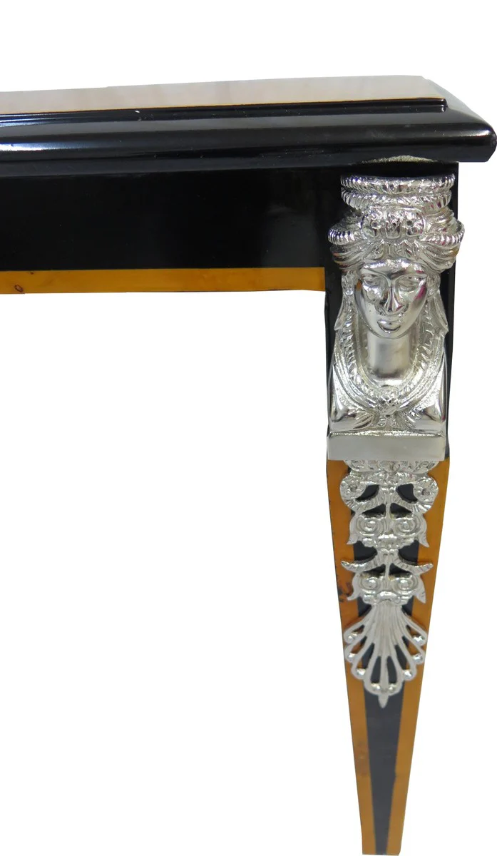 Casa Padrino barroco imperio de lujo mesa de centro de caoba / negro / plata 100 x 54 cm - Edici¨®n Limitada