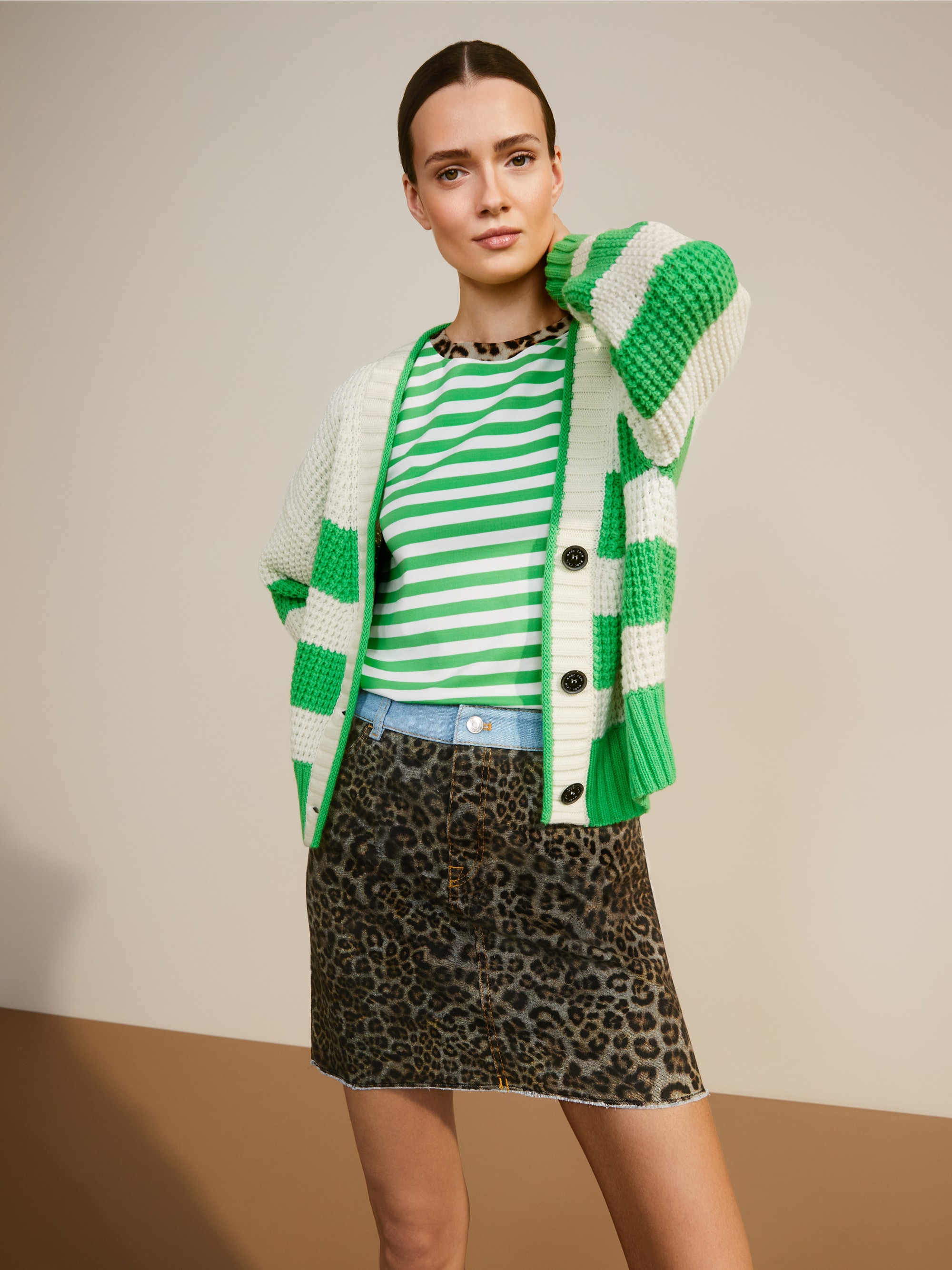 Marc-Cain Striped t-shirt with 3/4 sleeves