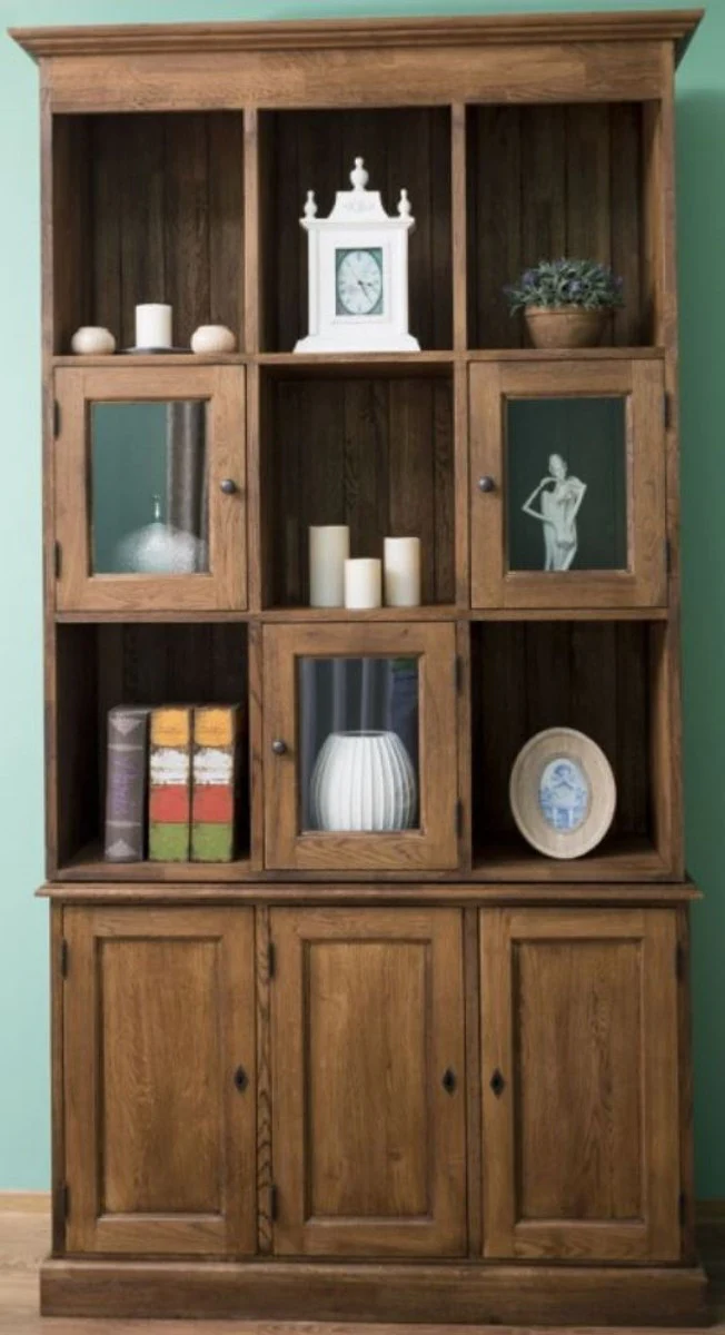 Casa Padrino armario de estilo campestre marr¨®n 130 x 50 x A. 240 cm - Mueble de Sal¨®n de Madera Maciza con 6 Puertas - Mueble de Sal¨®n de Estilo Campestre