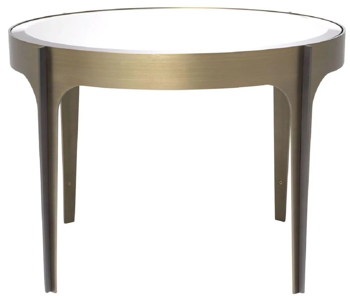 Casa Padrino mesa auxiliar de lujo lat¨®n / bronce ? 64 x A. 43,5 cm - Mesa redonda de acero inoxidable con tablero de cristal de espejo - Muebles de sal¨®n de lujo