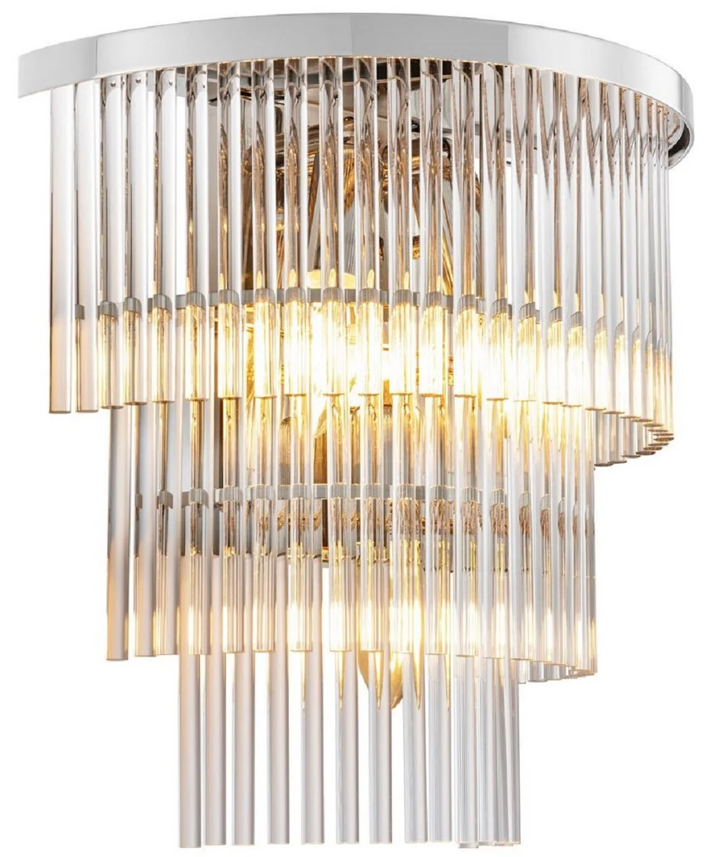 Casa Padrino lámpara de pared de lujo plata 33 x 17 x A. 32,5 cm - Lámpara de pared de salón - Lámpara de pared de hotel - Colección de Lujo