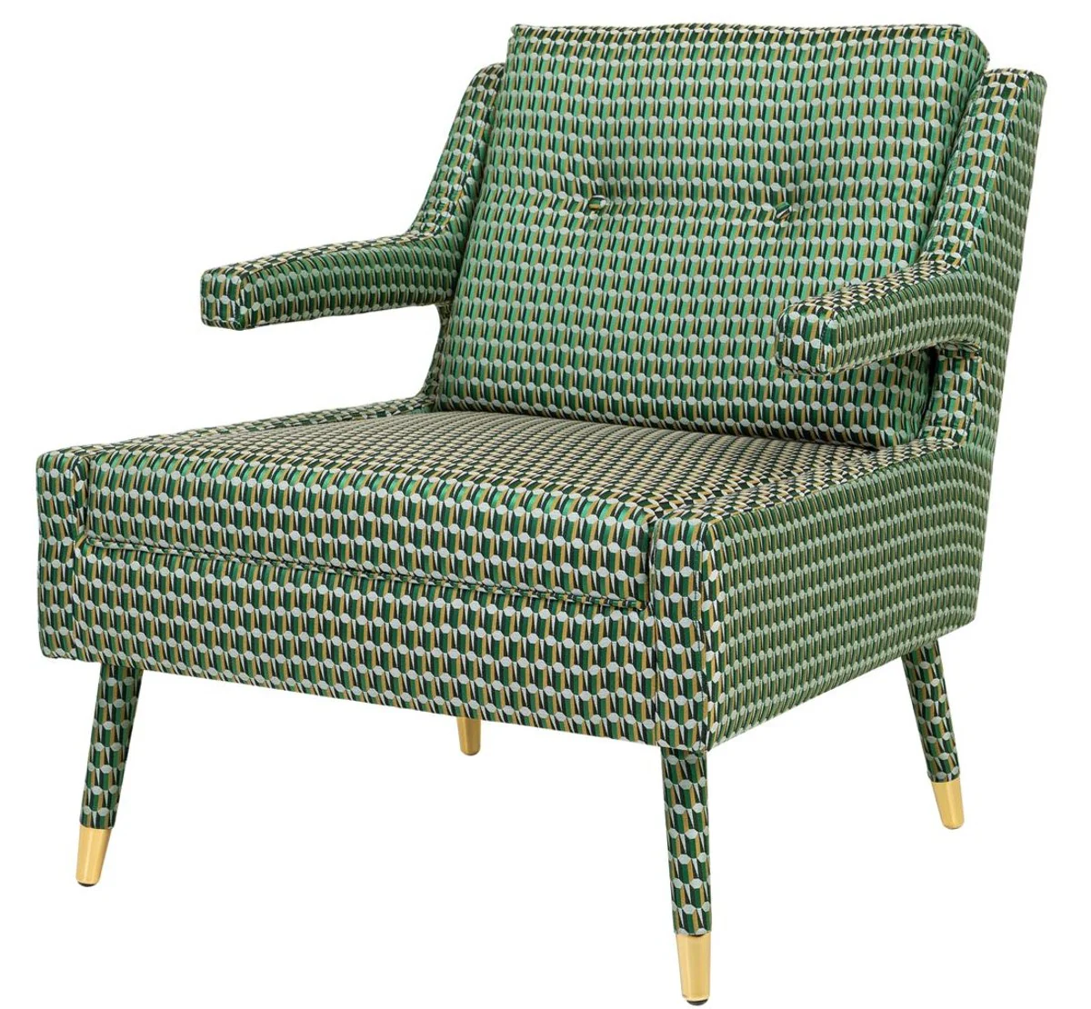 Casa Padrino sill¨®n de lujo verde / oro 76 x 88 x H. 89 cm - Sill¨®n para Sala de Estar Estilo Neocl¨¢sico - Muebles de Sala de Estar de Dise?o