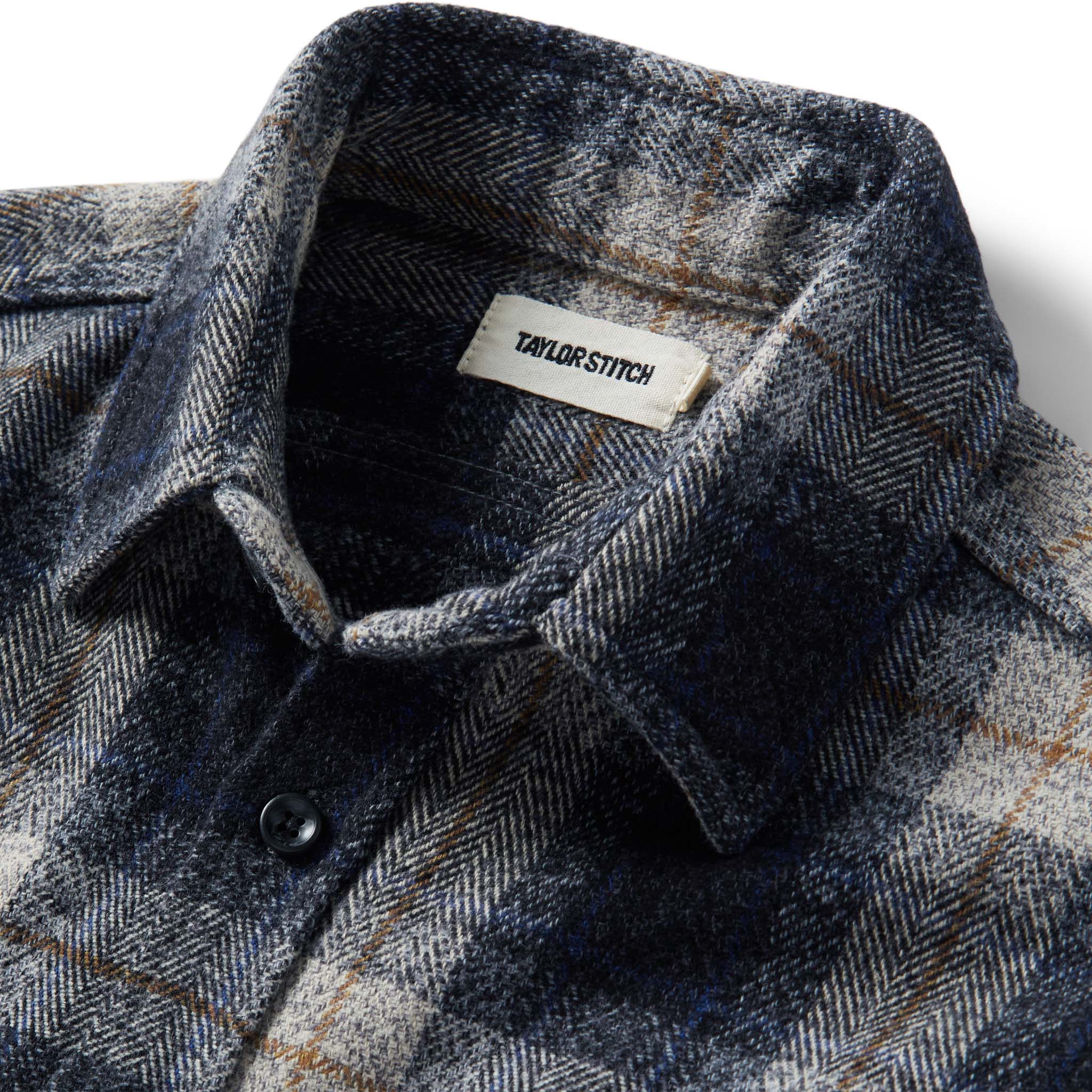 The Utility Shirt in Navy Jaspe Herringbone Plaid