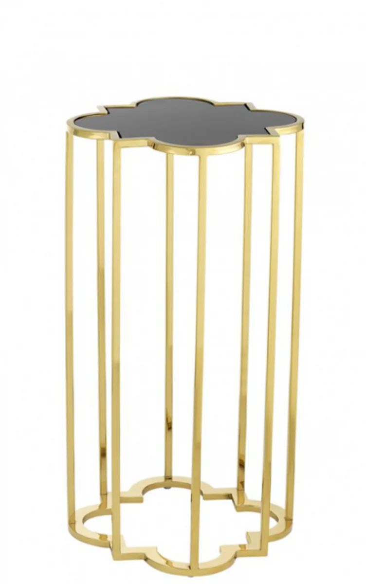 Casa Padrino luxury art deco designer side table set of 2 gold with black glass - Designer Side Table Furniture