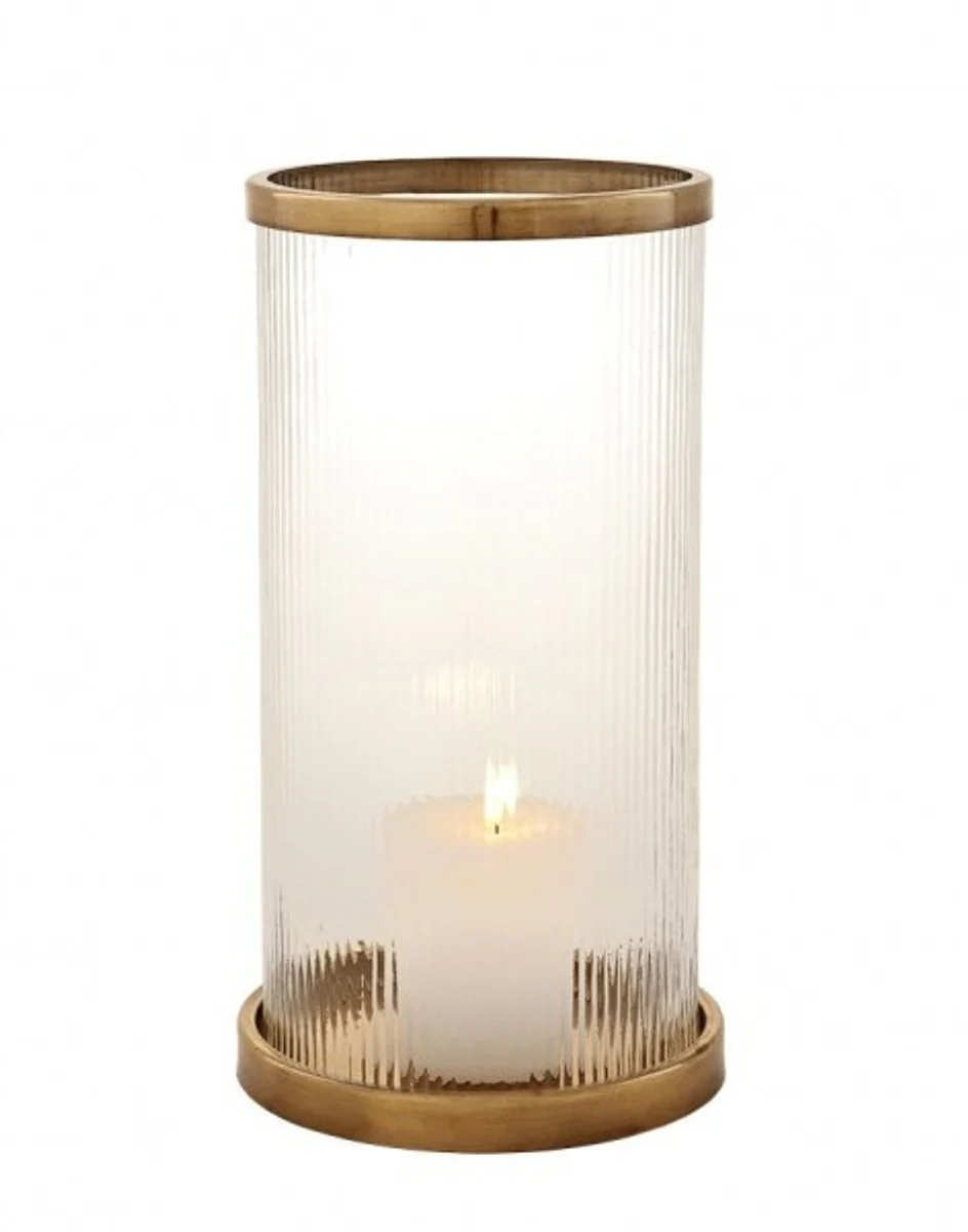 Casa Padrino designer candle holder / lantern brass finish 23 x H. 42 cm - Luxury Candle Holder