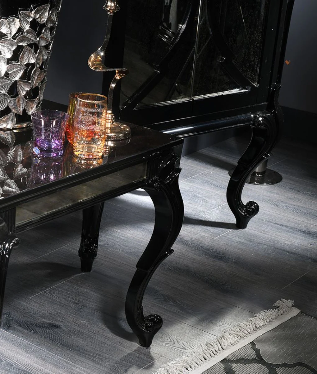 Casa Padrino armario de sal¨®n barroco de lujo negro 81 x 45 x A. 192 cm - Armario de madera maciza con 2 puertas de vidrio del espejo - Muebles de Sal¨®n Barrocos