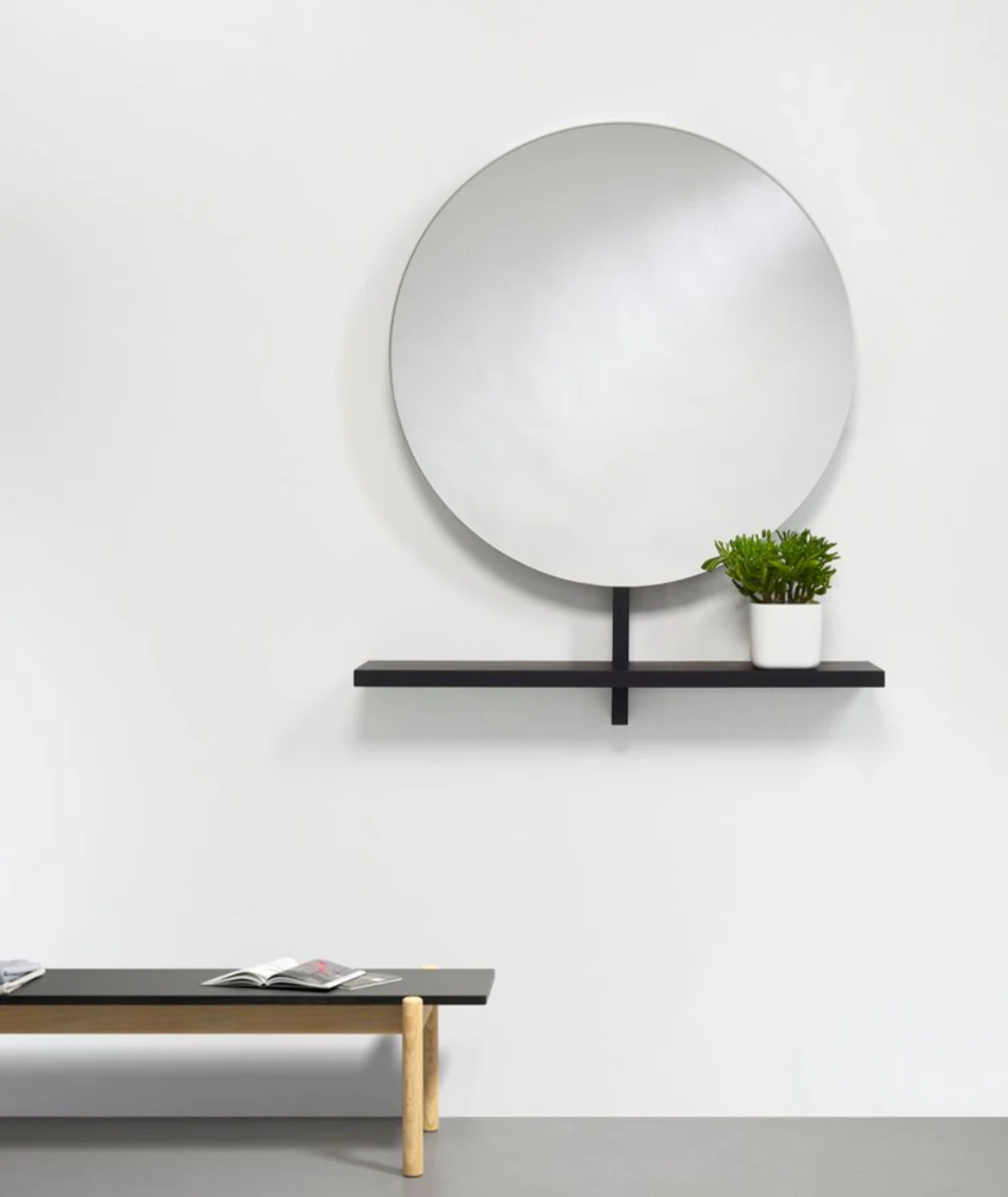 Casa Padrino luxury mirror / wall mirror with shelf black 100 x 20 x H. 115 cm - Luxury Furniture