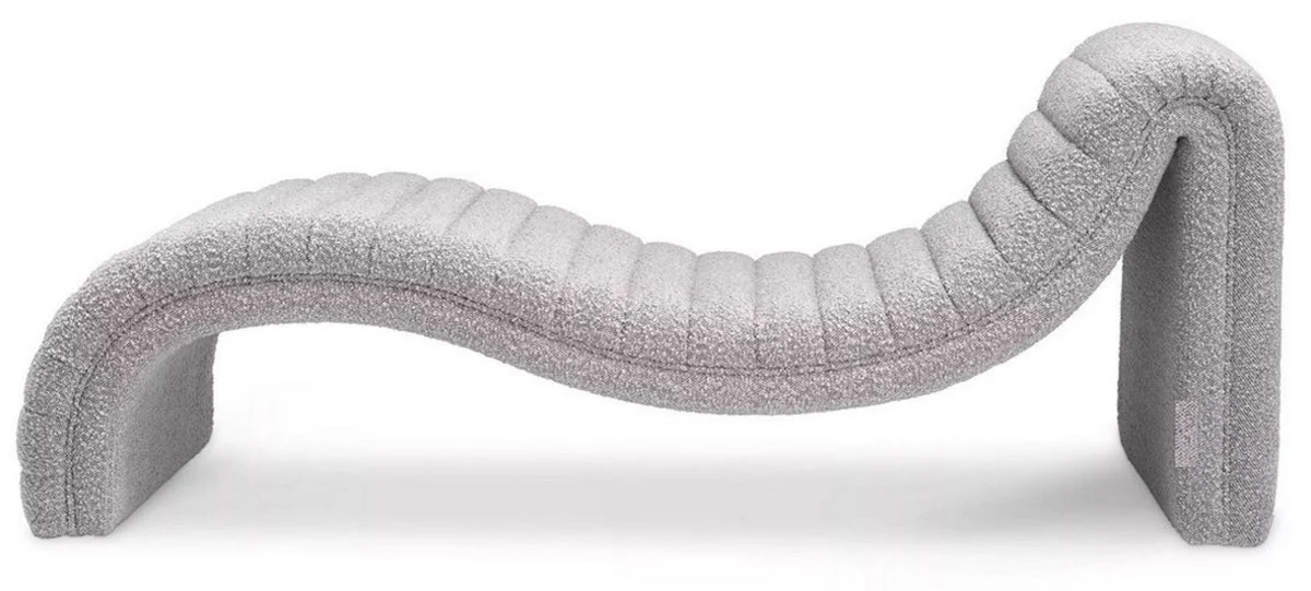 Casa Padrino Chaise Longue de Lujo Gris 165 x 61,5 x A. 65 cm - Sal¨®n Reclinable - Recamier de Dise?o - Muebles de Sal¨®n - Muebles de Lujo - Calidad de Lujo