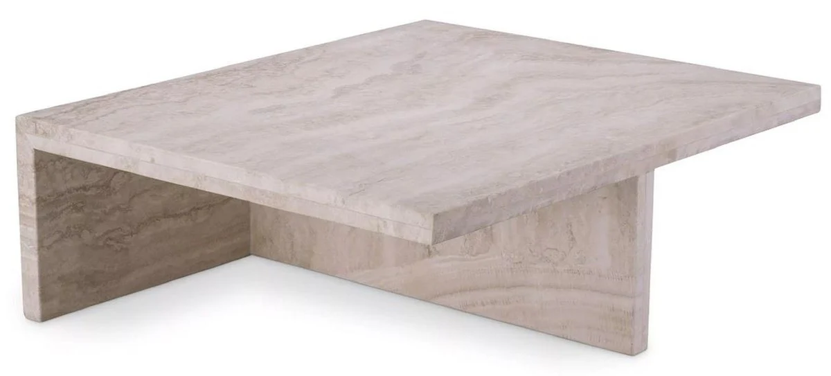 Casa Padrino mesa de centro de travertino de lujo beige 70 x 60 x A. 23,5 cm - Mesa de sal¨®n de piedra natural - Muebles de sal¨®n - Muebles de piedra natural - Muebles de lujo - Instalaci¨®n de lujo