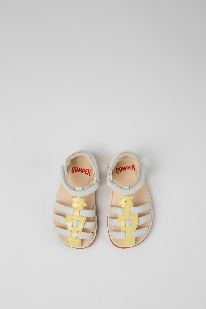 Miko White and yellow leather sandals for boys