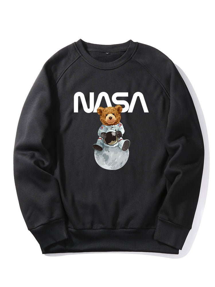 Nasa Bear Print Raglan Sleeves Sweatshirt