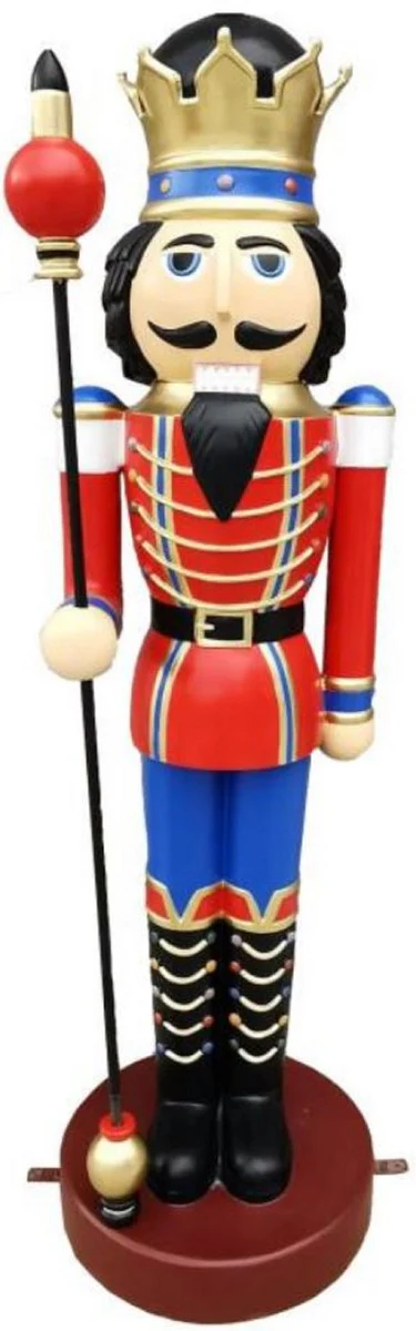 Casa Padrino escultura decorativa de lujo rey cascanueces multicolor / oro A. 200 cm - Figura decorativa navideña - Escultura decorativa XXL - Figura decorativa XXL - Escultura navideña XXL