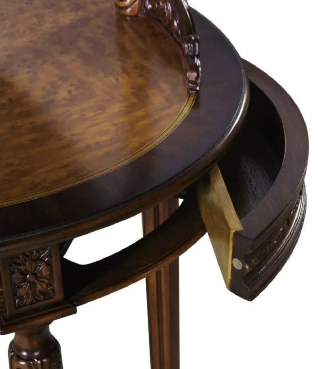 Casa Padrino maquillar mesa barroco de lujo marr¨®n oscuro / marr¨®n 80 x 57 x H. 142 cm - Maquillar Mesa Ovalado de Estilo Barroco