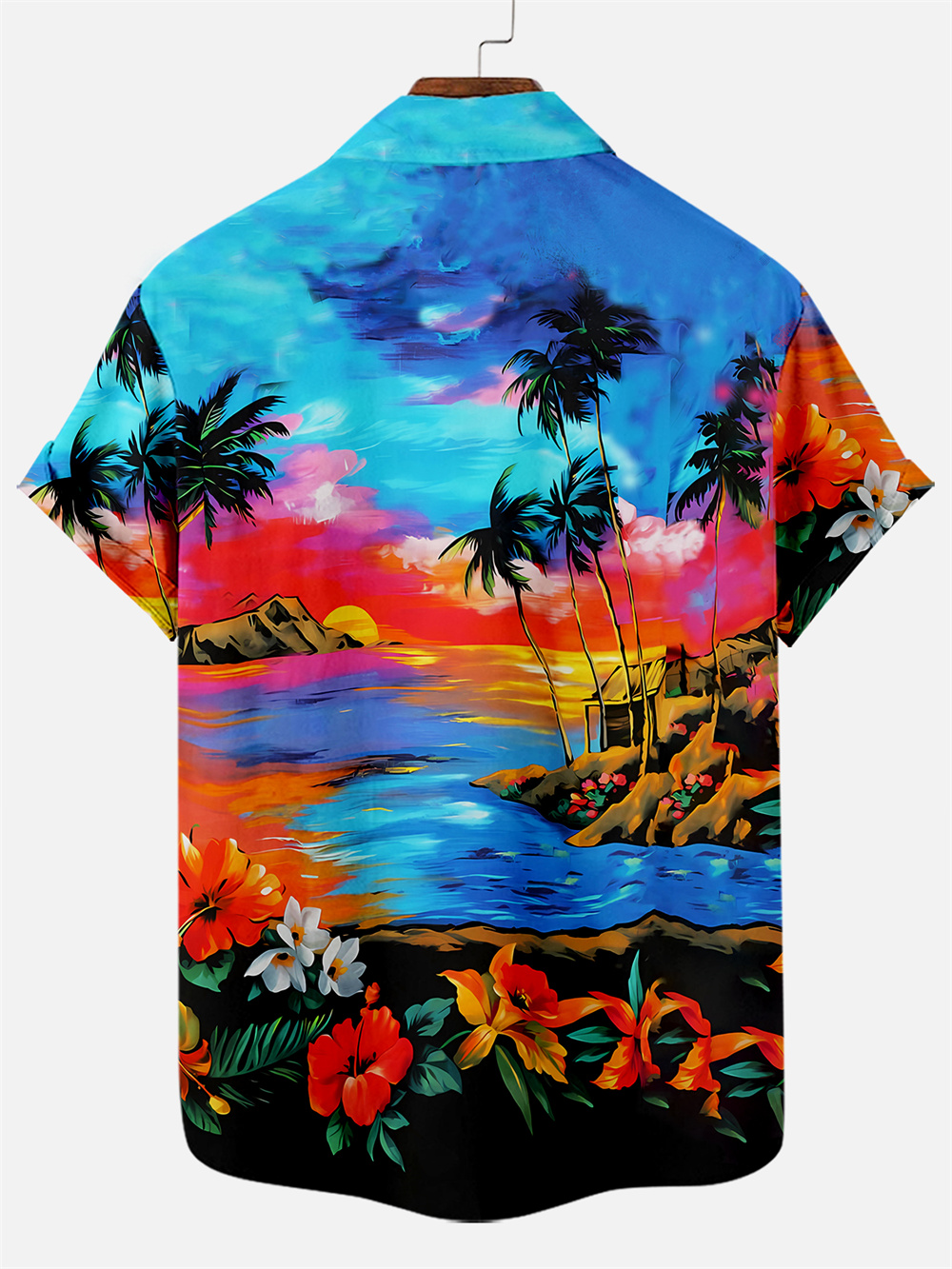 Suitmens Men's Men's Tiki Style Hawaiian Vacation Print Three-Piece Set 036
