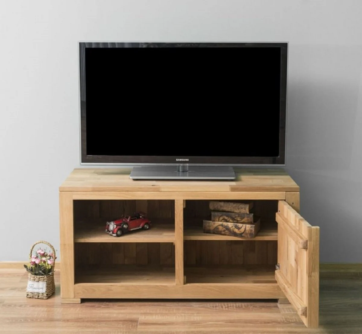 Casa Padrino armario de TV de estilo campestre natural 120 x 46 x A. 60 cm - Aparador de madera maciza - Muebles de salón de estilo campestre