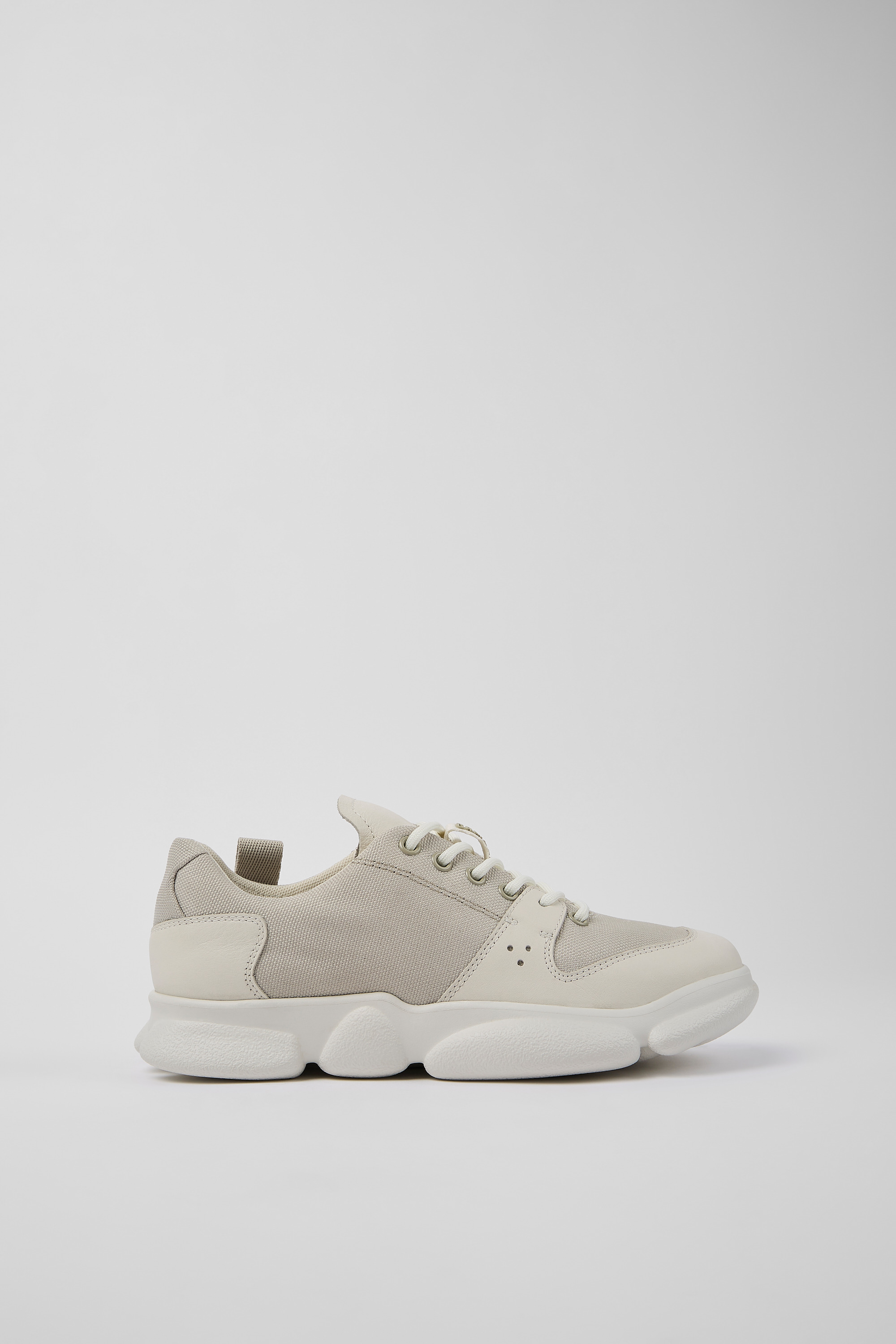 Karst - White leather and recycled PET sneakers for women