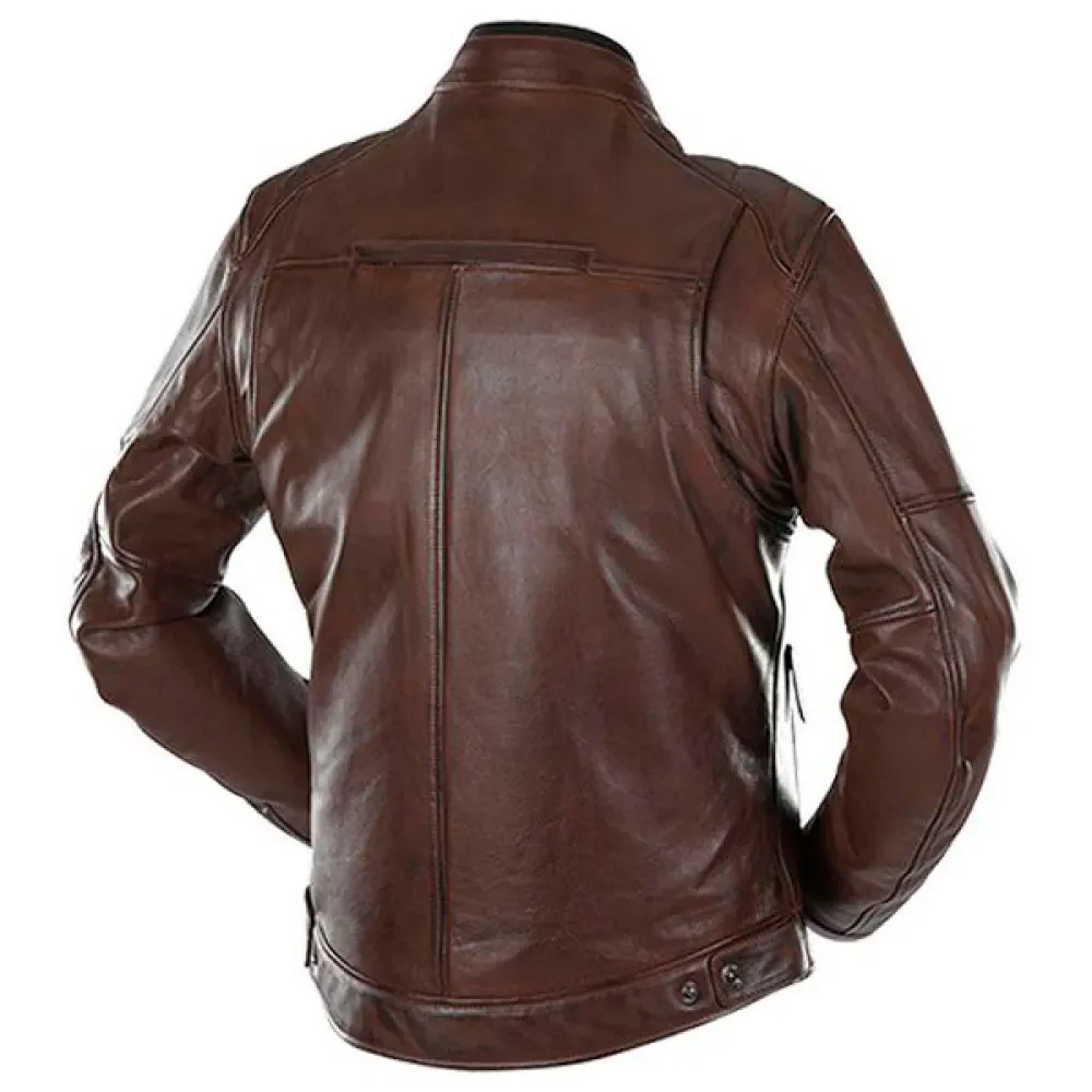 CHAQUETA PIEL OVERLAP JOHAN MARRON
