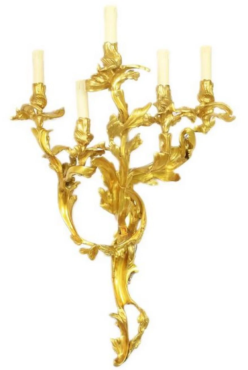 Casa Padrino conjunto de candelabro de pared barroco oro 55 x 35 x H. 80 cm - Magn¨ªfico Candelabros de Pared de Bronce Dorado - Decoraci¨®n de Pared Barroco
