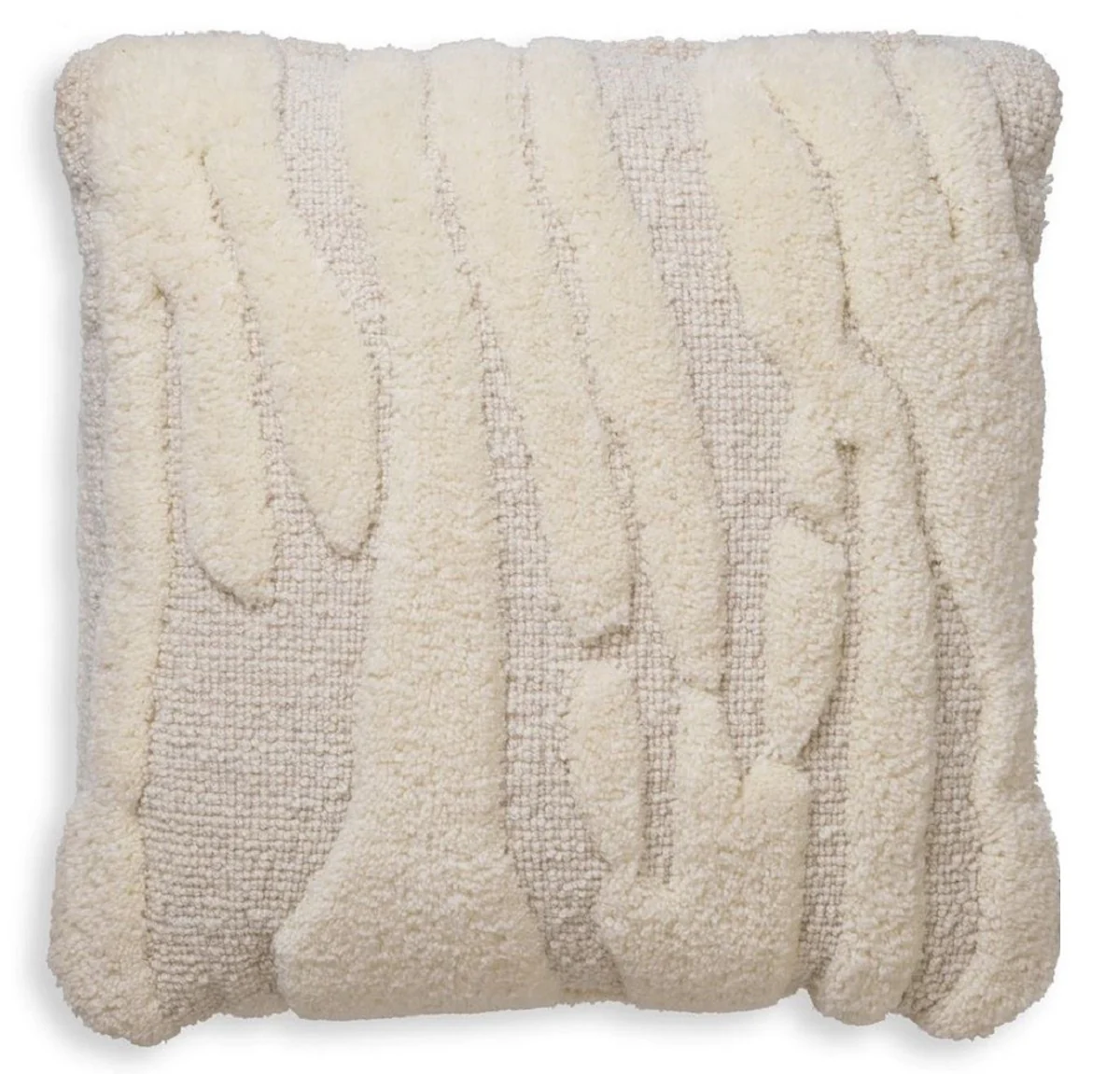 Casa Padrino cojín de lujo marfil 50 x 50 cm - Cojín decorativo de lana tejido a mano - Cojín decorativo cuadrado - Decoración de salón - Accesorios decorativos de lujo